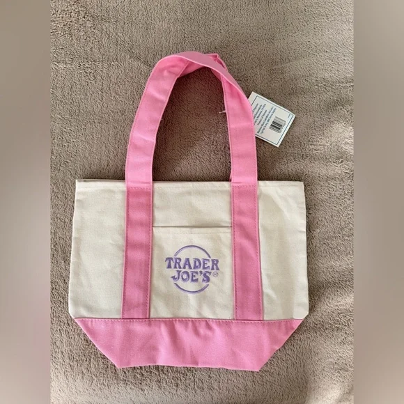 Spring Trader Joe's Mini Pastel Canvas Tote Bag - Pastel Pink - Picture 1 of 3
